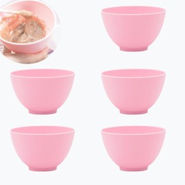 PLINNILUY 5 Pcs Diy Face Mask Mixing Bowl, Home Use Silicone Facial Mask Mixing Bowls Set Plastic Facial Mask Mixing Masks Set - DIY Skincare Mixing Tool Kit(Pink-5Pcs)