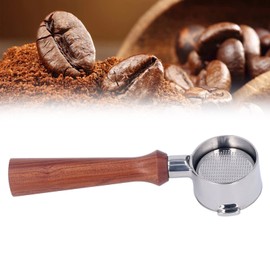 Pssopp Portafilter 51 mm, 2 Ears Bottomless Portafilter, Bottomless Coffee Portafilter with Handle, Stainless Steel, Bottomless Coffee Powder Bowl for Delonghi EC0310 and Coffee Machines (F Redwood)