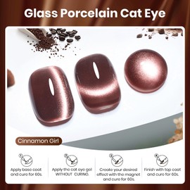 Beetles Brown Cat Eye Gel Nail Polish - Cinnamon Girl Cat Eye Gel Polish, 15ML Glitter Brown Magnetic Fall Gel Polish Jelly Sheer Translucent Effect Soak Off UV French Nail Art Manicure Gift for Women