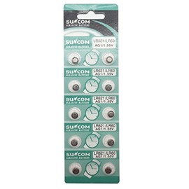 SUNCOM (10 pcs AG1 Alkaline 1.5V Button Cell Battery Single Use V364 GP364 LR621W TR621 Watch Toys Remotes Cameras