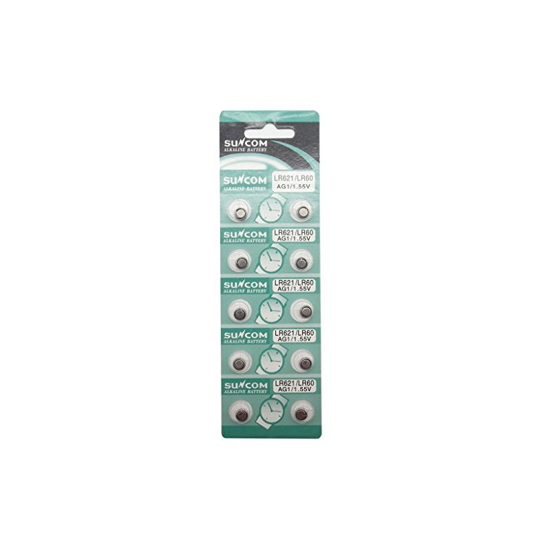 SUNCOM (10 pcs AG1 Alkaline 1.5V Button Cell Battery Single