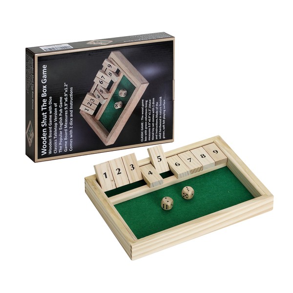 WIn SPORTS Wooden Shut The Box Game - Dice Game 2 Player,Board Game,Classics Tabletop Version,Popular Pub Game,Math,Travel for Kids #9