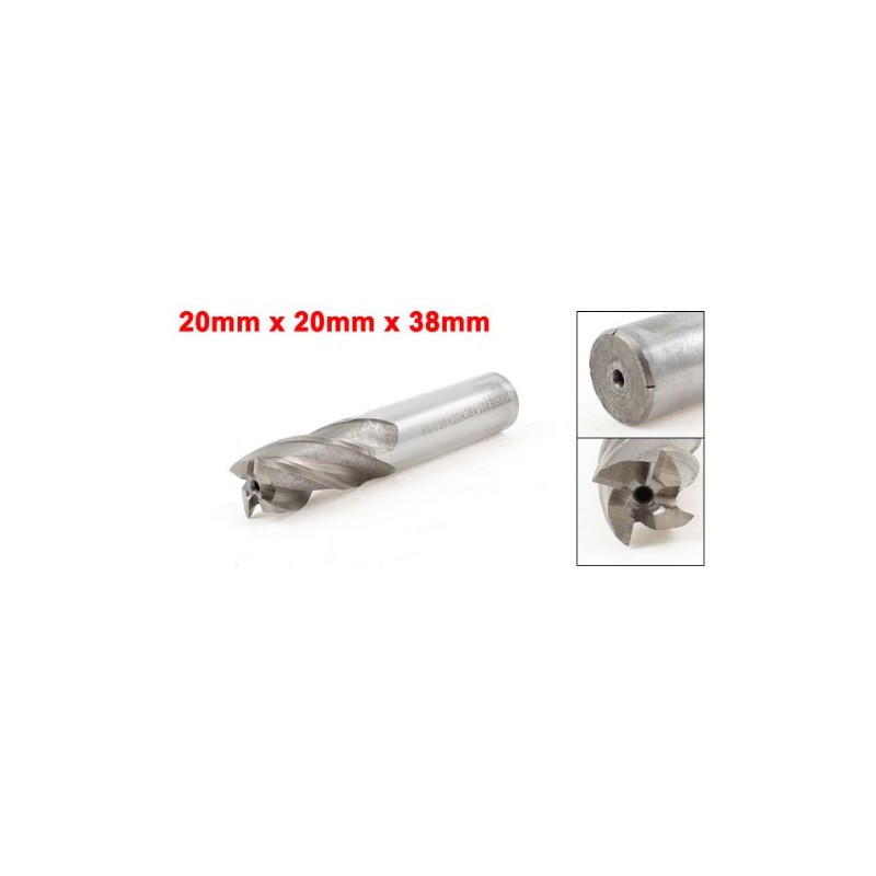 sourcingmap 20mmx20mmx104mm 4 Flutes HSS-AL End Mill Milling Cutter Tool