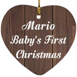 Designsify Christmas Tree Ornaments - Xmas Decorations Gifts - Mario Baby's First Christmas, Heart Ornament D - for Birthday Anniversary Thanksgiving Day Party, to Men Women Him Her Friend Mom Dad