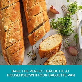 Baguette Baking Tray,Bread Baking Tray,Bread Molds Pans for 4 Wave Slots Loaves French Bread Pan(15 x 13 inch)