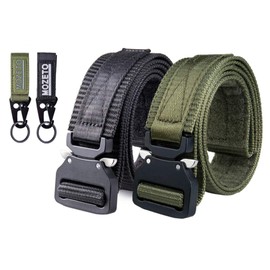 Mozeto Tactical Belt, Unisex Military Belt with Quick Release Metal Buckle. Nylon Belt for Outdoor, Work, Military, Leisure, Hunting - Black + Army Green New