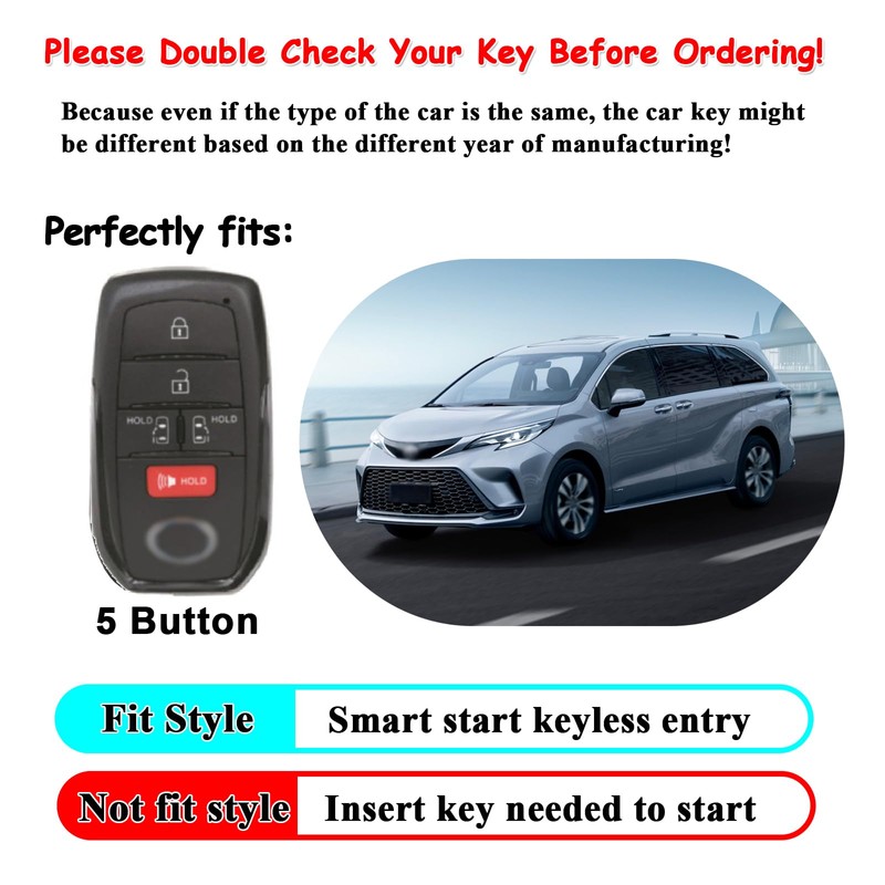 EASYANT Leather Key Fob Cover for Toyota Sienna, Key Fob