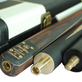 Jian Ying 57" 3/4 Jointed Billiard/Pool/Snooker Cue Set Ebony Butt 5 Face-Spliced Ash Shaft with A Leather Cue Case (T3SC08 57" 9.5mm 18-19oz)