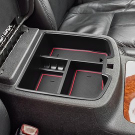 HGWEI Center Console Organizer Compatible with 2007-2014 Chevy Silverado GMC Sierra Avalanche Tahoe Suburban Yukon Yukon XL Accessories, Floor Mounted Center Console ONLY,Red Trim