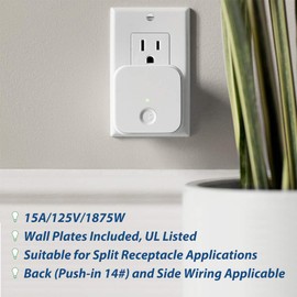 ELECTECK 20 Pack Standard Decorator Electrical Wall Receptacle Outlet, 15A 125V, 2 Pole 3 Wire, Non-Tamper Resistant, Wallplate Included, Residential and Commercial Use, UL Listed, White