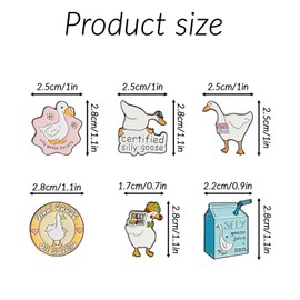 Tabanzhe Goose Letter Lapel Pin-6PCS Cute Funny Animal Brooches Badge Silly Goose for Backpacks Clothes Jackets Hats Decoration Novelty Gift