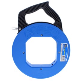 IDEAL Electrical 31-058 Blued Steel Fish Tape 100 ft. Blued Steel Fish Tape w/ Formed Hook & Tuff-Grip Pro Case, Non-Oily Finish, Laser Etched Increments