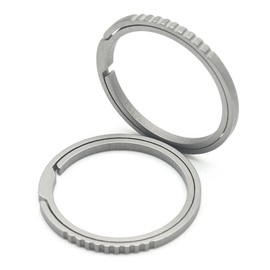 Side Pushing Titanium Key Ring for Key Carabiner Anti-Slip Design Quick Release EDC Split Rings for Keychains Heavy Duty (2 Packs - 25mm)