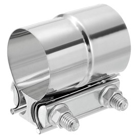 sourcing map 2" Exhaust Clamp, 304 Stainless Steel Butt Joint Band Clamp Sleeve Coupler Pipe Repair Clamp Universal Widening Clamp for 2" OD to 2" ID Exhaust Pipe Mufflers, Silver