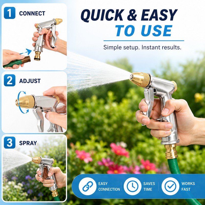 High Pressure Metal Brass Garden Hose Spray Gun for Car