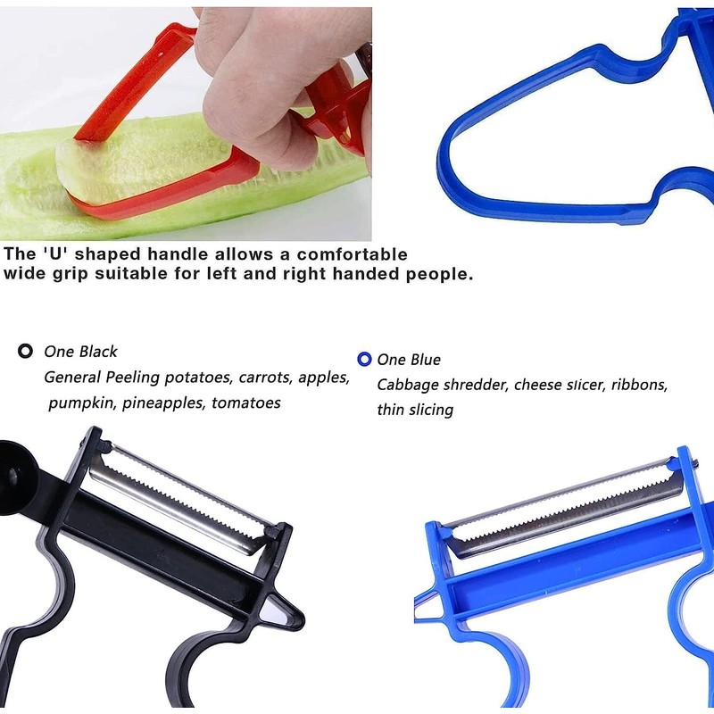 Magic Trio Peeler, Multi-Purpose Vegetable Cutter, Peeler Shredder Slicer, Easy