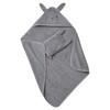 VERTBAUDET Hooded Bath Towel + Glove Organic Cotton Charcoal Grey