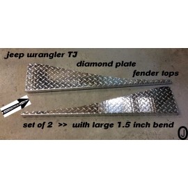 jocartsparts.com Fits Jeep Wrangler TJ Alum Diamond Plate Fender Top Covers With 1.5 inch BEND.