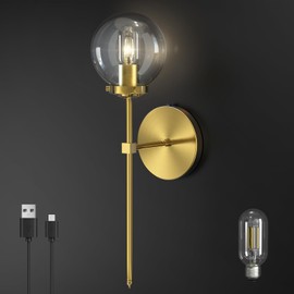 HYMELA B02 Battery Operated Wall Sconce, On/Off Remote Rechargeable Wall Lamp with Oil Rubbed Bronze Finish, Rustic Cordless Wall Light Fixtures, Vintage Lantern Sconce for Bedroom Living Room Cafe