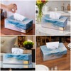 Timetrace Tissue Box Cover, Swirled Blue & Gold Marble Glass