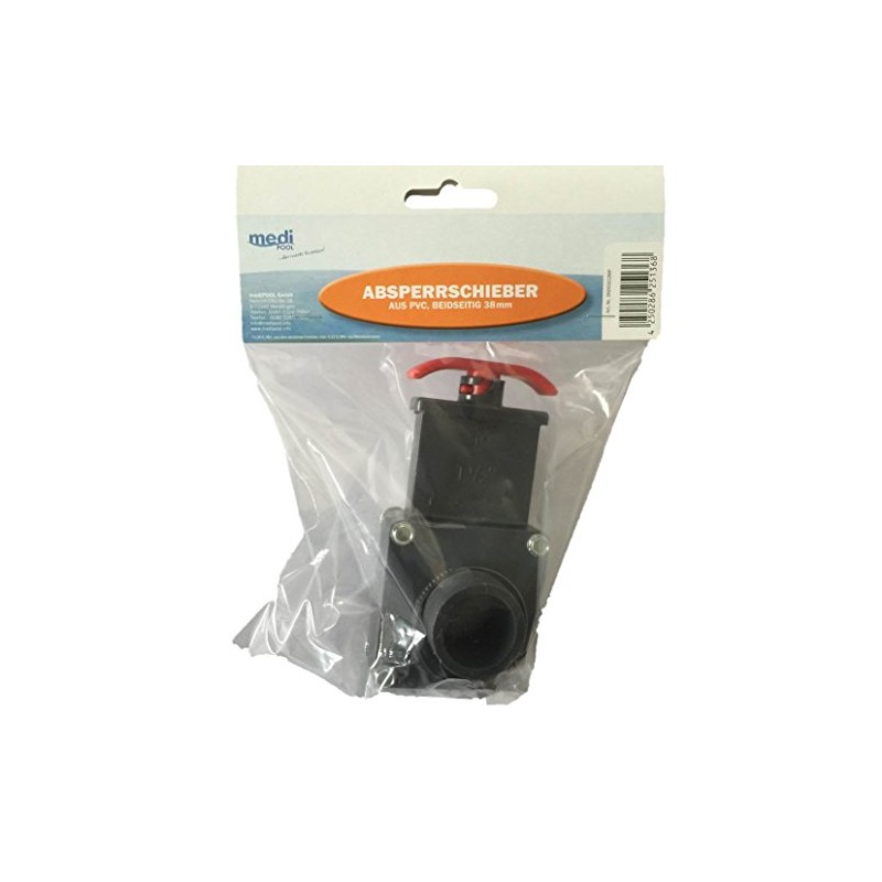 Gate Valve PVC 38 mm + Pack of 2 Clamps