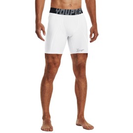 Youper 2-Pack Adult Compression Shorts w/Cup Pocket, Men's Athletic Supporter for Baseball & Football (Large, White & Black)
