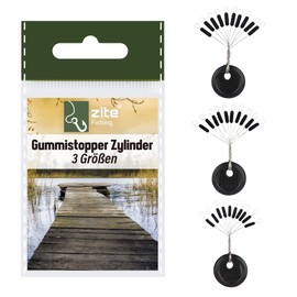 Zite Fishing Rubber Stopper Set Fishing | Line Stopper 3 Sizes S, M, L | Cylinder Shape or Oval Rubber Stopper | Float Stopper with Winding Aid as Leader Accessory (Cylinder)