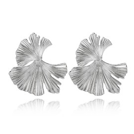 Ginkgo Leaf Earrings for Women, Cute Flower Petal Earrings for Womens, Bohemian Floral Petal Dangle Earrings Hypoallergenic, Hawaiian Flower Drop Earrings, Sterling Silver, No Gemstone