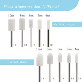 𝐋𝐮𝐨 𝐤𝐞 100 Pcs Wool Polishing Bits, 1/8 Inch Shank Compressed Wool Felt Polishing Bits Buffing Kits for Dremel Rotary Tool