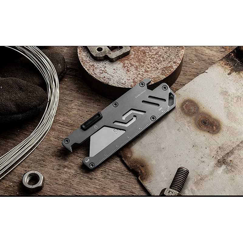 KUNSON Stainless Steel Keychain Utility Knife, Portable Pocket Retractable Box