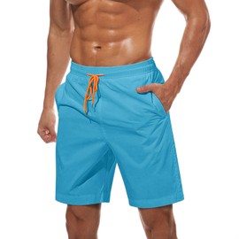 TACVASEN Mens Beach Wear Summer Quick Dry Swim Trunks with Pockets and Elastic Waistband Comfortable and Stylish Swim Shorts Sky Blue