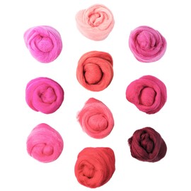 100 g Felting Wool Roving, 10 Colours Needle Felt Wool for Wet Felting and Dry Felting, Felting Wool Dry Felting Fairy Tale Wool Roving for DIY Craft Decoration (Red Series)