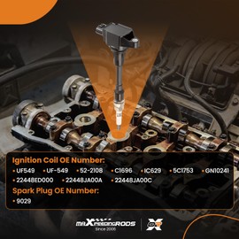 maXpeedingrods Set of 4 Ignition Coil Pack and Iridium Spark Plugs Fit for Nissan Altima March NP300 Versa Sentra, for Infiniti FX50 M56 Q70 Q70L QX60 QX70, Ignition Coil Kit Replaces UF549