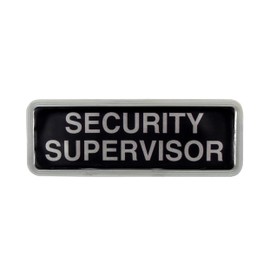 L-MAX Reflective Security Supervisor Badge with Hook and Loop (Small, Black)