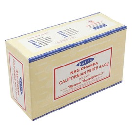 SATYA Nag Champa Californian White Sage Agarbatti | Handrolled Masala Incense Sticks | 12 Packs of 15 Grams Each in a Box | Export Quality Product