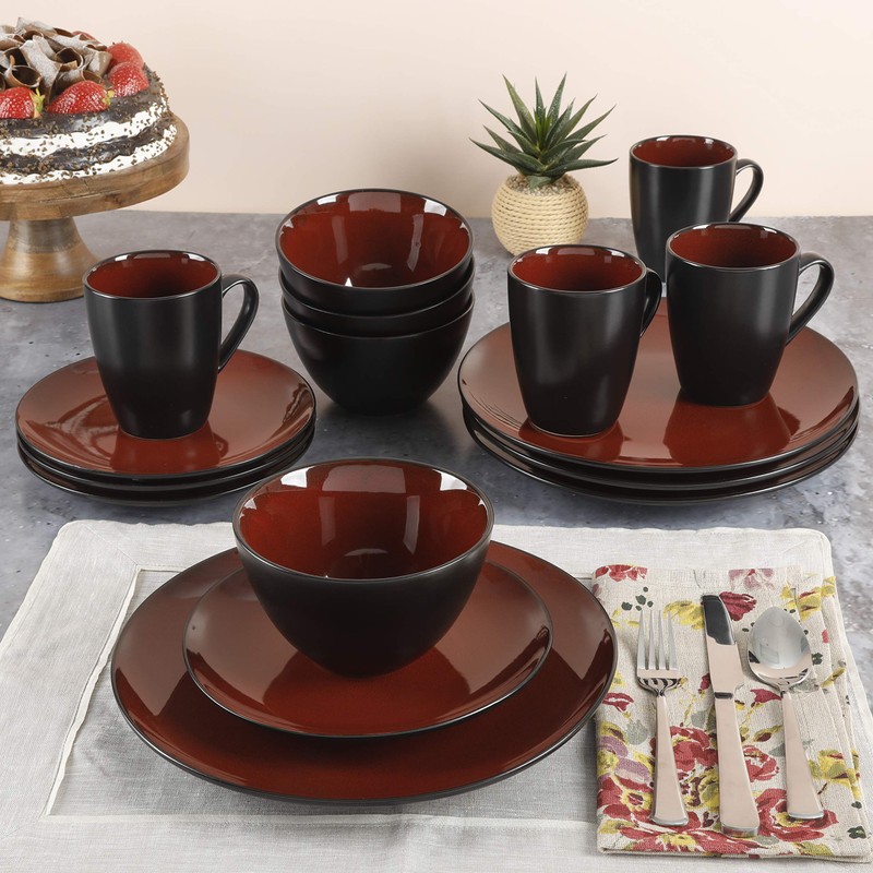 Gibson Elite Soho Lounge Round Reactive Glaze Stoneware Dinnerware Set,