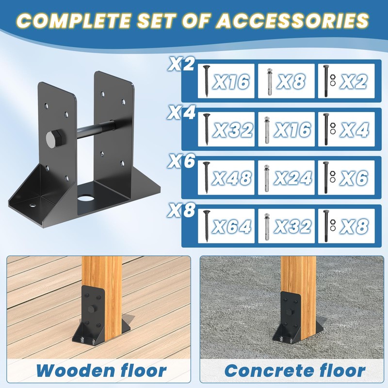TAYORY 4x4 Post Base 2 Pcs,Inner Size 3.6"x3.6" Post Anchors,