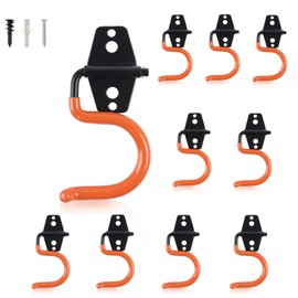AOBEN Garage Hooks Heavy Duty, Steel Garage Storage Hooks, Utility Tool Hangers and Broom and Mop Holder Wall Mounted for Organizing Cleaning Tools, Mops, Garden Tools (S, 10 Pack)