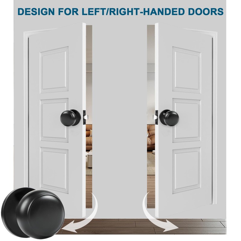 RAZCC Passage Door Knobs, 10 Pack Matte Black Door Knobs,