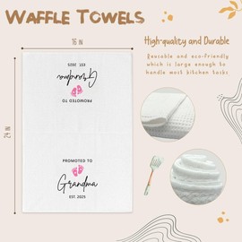 BONETAT Promoted to Grandma 2025, Grandma Gifts Kitchen Towels and Decorative Hand Towels, Promoted to Grandma, Ideal for New Grandparents Gifts, Fun Kitchen Towels and Dish Drying Cloth