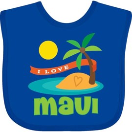 inktastic I Love Maui Baby Bib Royal Blue 1ca36