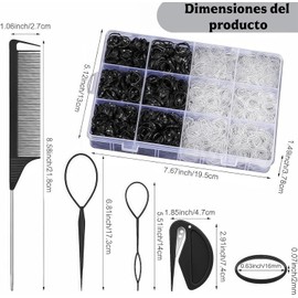 Bandas Elásticas para el Cabello Duraderas,Mini Bandas de Goma Negro&Blanco