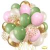 Sage Green Pink Balloons, 50pcs Olive Green Pastel Pink Sand