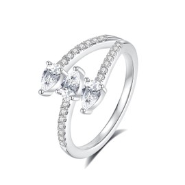 ZHOANLE 3stone Moissanite Rings for Women D Color 925 Sterling Silver with 18K White Gold Plated Unique Eternity Wedding Promise Anniversary Band Ring Engagement Ring(6)