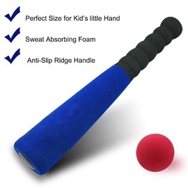 Mini Foam Baseball Bat & Ball Set for Toddlers 1-3 Years - Super Soft & Safe Indoor Sports Toy for 1 Year Old Boy & Girl Gifts, 11.8 Inch Lightweight Bat for Babies (Blue)