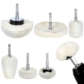 QWORK® Polishing Buffing Wheel for Drill, 6Pcs Polishing Buffing Pads with 1/4" Shafts for Aluminum Chrome Stainless Steel