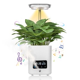 Katotey Multifunctional Intelligent Flower Pot,Indoor Desktop Green Hydroponics Planting Flowerpot with Bluetooth Speaker,Adjustable Plants LEDGrow Light,humidifier, Air Purification,Desk lamp