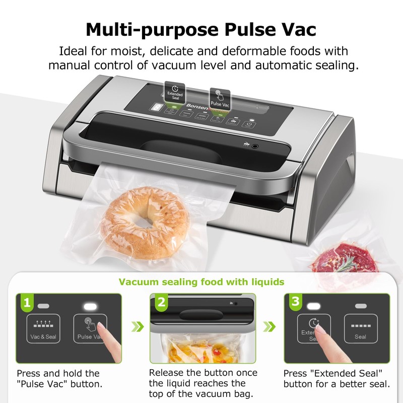 Bonsenkitchen Vacuum Sealer Machine, Powerful Low-Noise Food Vacuum Sealer, Globefish