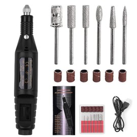 Electric Nail Files, Professional Electric Nail Drill for Gel Nails, Electric Nail File for Thick Toe Nails Adjustable Speed with 6 Drill Bits and Sanding Bands for Beginner Women Girls