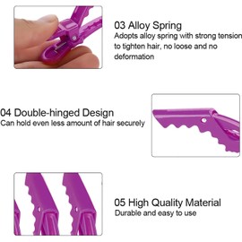 6Pcs Pinza de Pelo de Cocodrilo, Peluquería Seccionamiento Abrazadera Antideslizante único Diente Peluquería Sección de Pelo Garras Broches para Peluquero del Salón Estilo